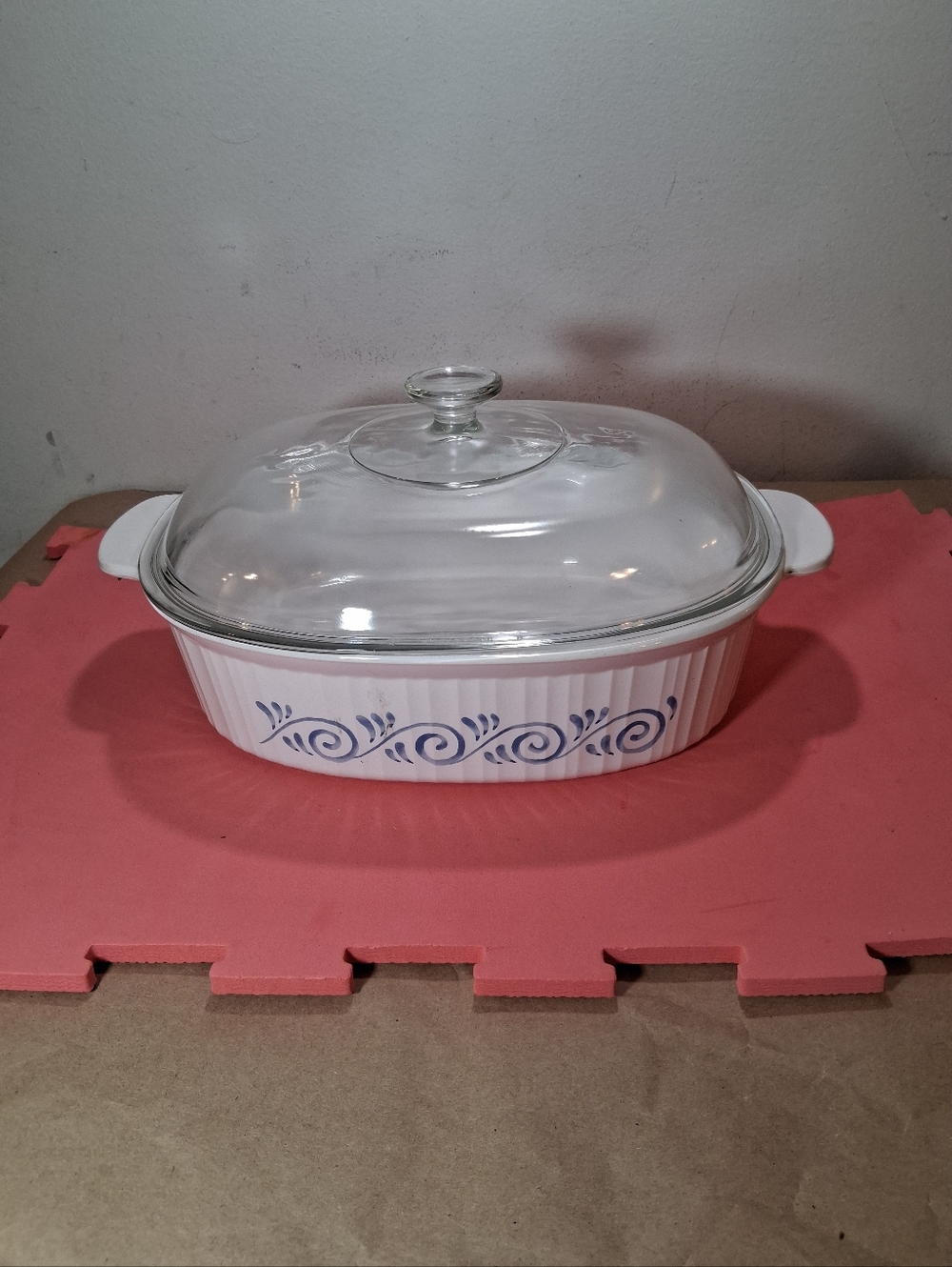 Corning Ware F-14-B French White "OCEAN VIEW" 4 Liter Oval Casserole W/ Lid